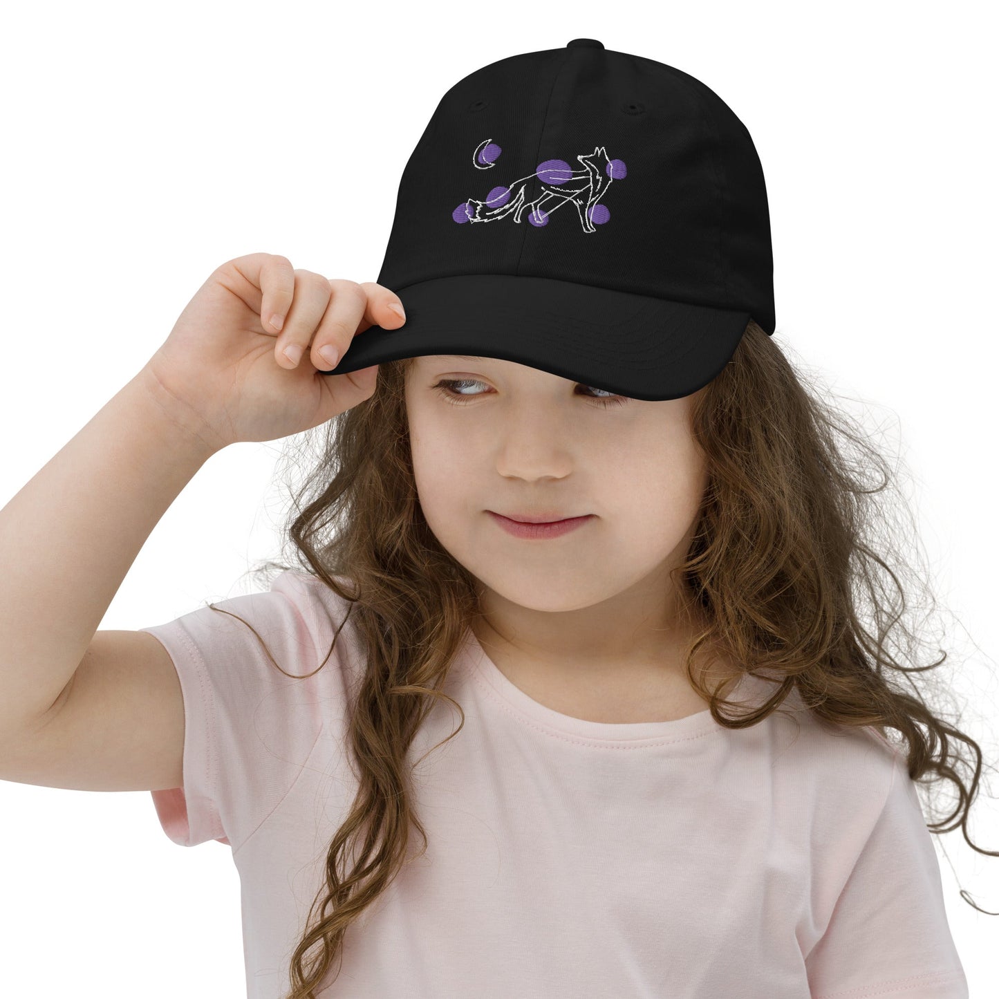 Wolf and Moon 🌙 Kids Baseball Hat Hats from Wildly Bright